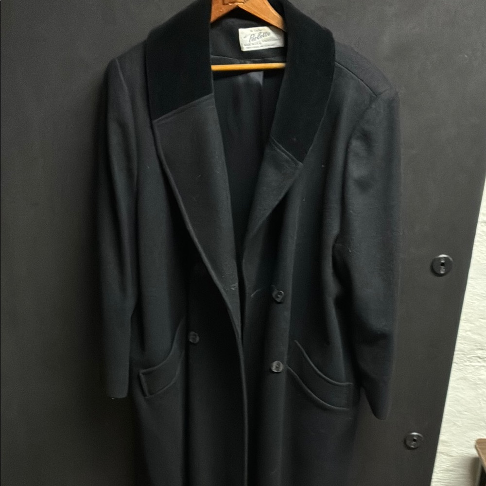 VTG Black Trench Coat with Wide Lapels by A. Sachs for Perlette